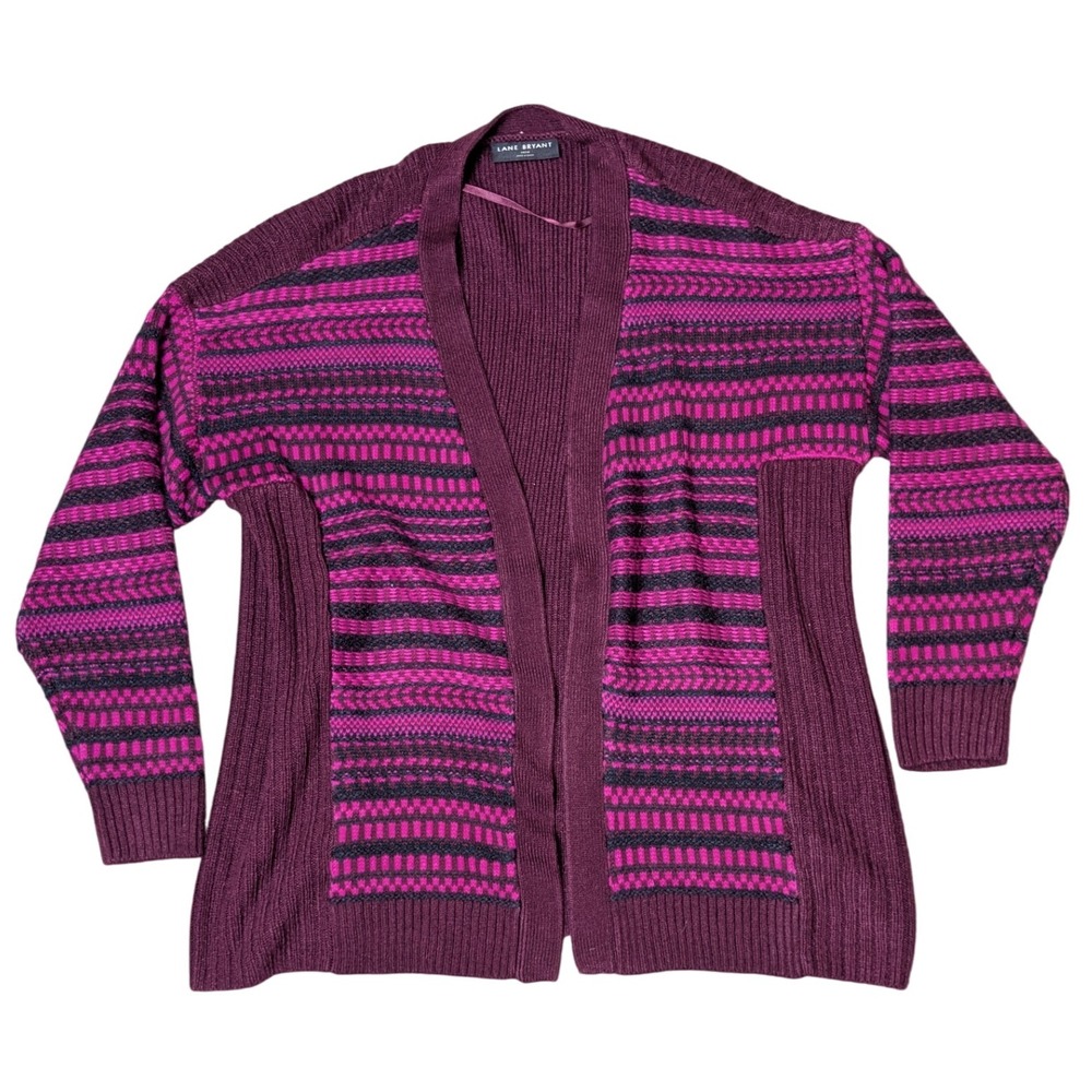 Lane Bryant‎ Open Front Colorful Striped Long Sleeve Cardigan Women's 14/16